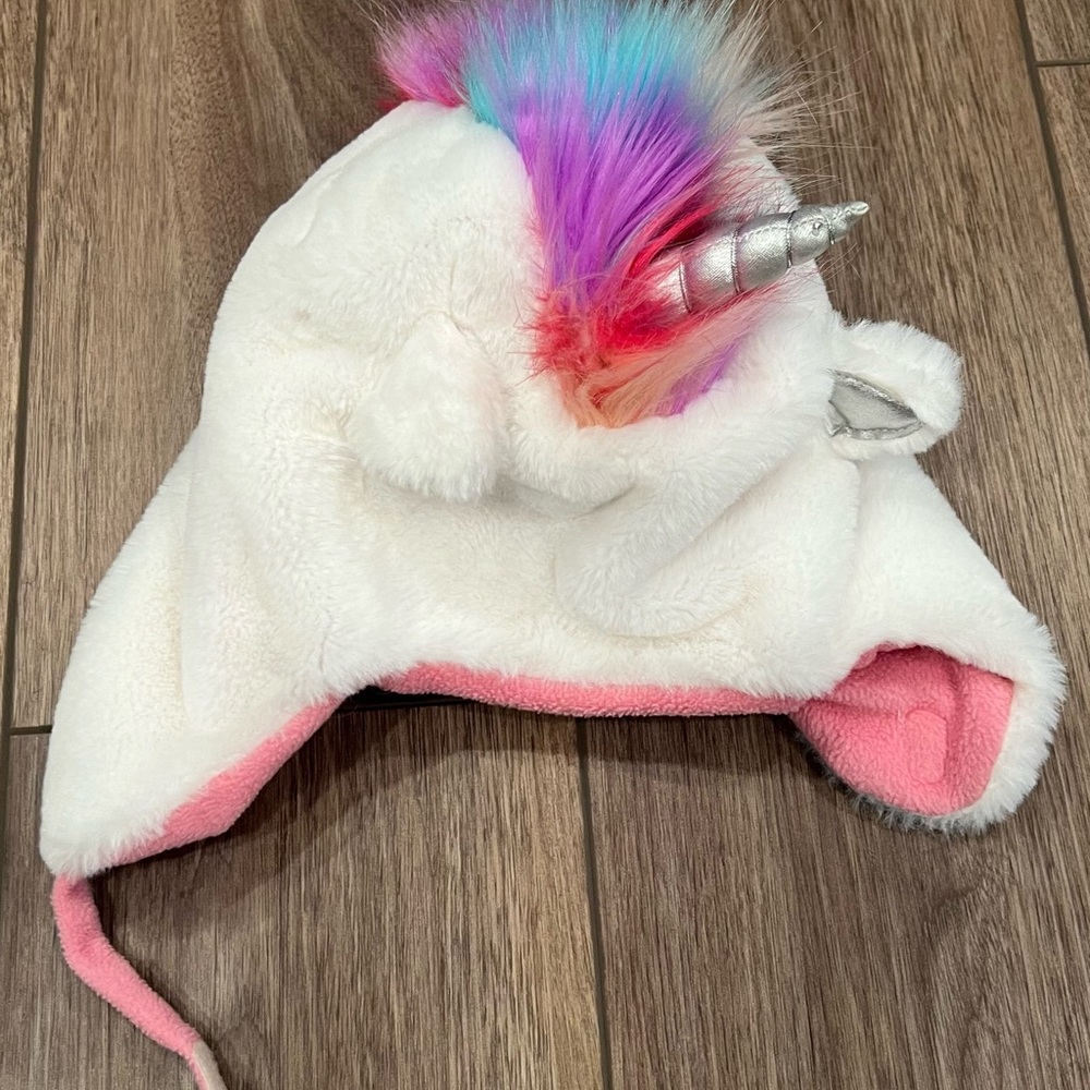 Unicorn Plush Hat for Kids - White and Pink